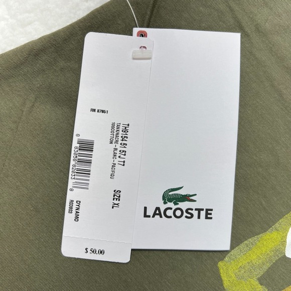 Lacoste Logo T-Shirt Cotton Short Sleeve Olive‎ Green Men's US Size 2XL VTG NWT - Picture 5 of 9